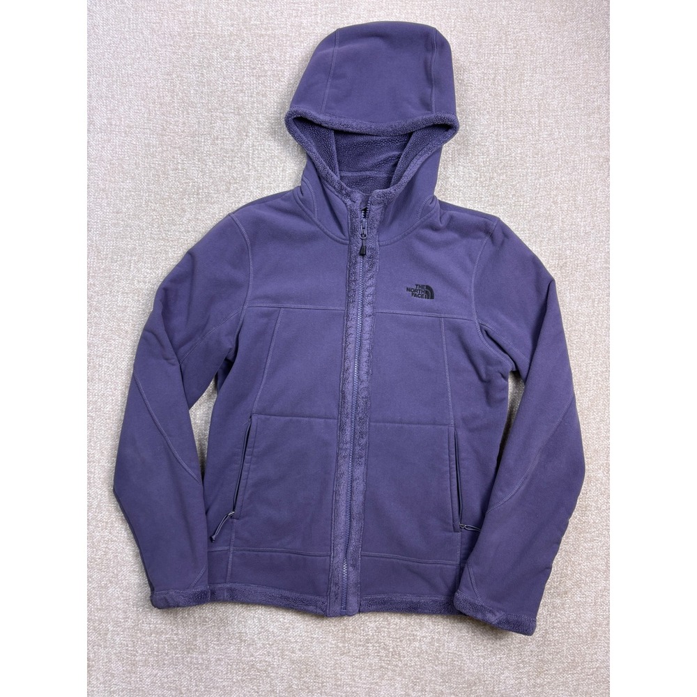 The North Face Womens Purple Sherpa Lined Full Zip Fleece Hoodie Jacket Medium